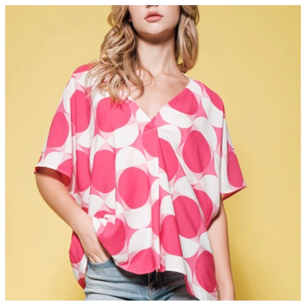 45 Boho Color Block Pattern Tunic Blouse Top